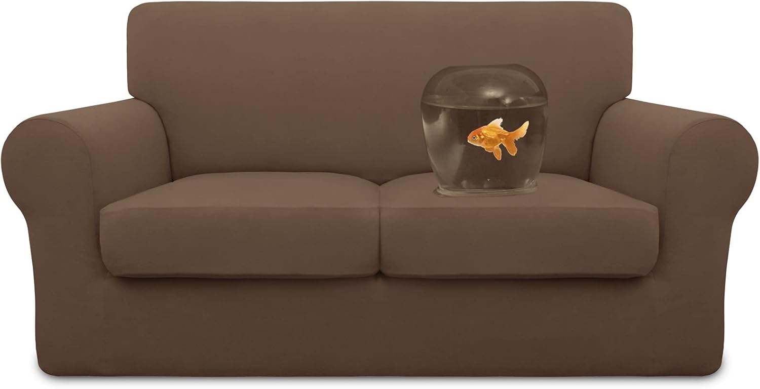 Easy-Going 100% Dual Waterproof 2 Pieces Chair Cover Stretch Soft Couch Cover for Dogs, Sofa Slipcover for 1 Separate Cushion Couch Leakproof Furniture Protector for Kids, Pets Grayish Green