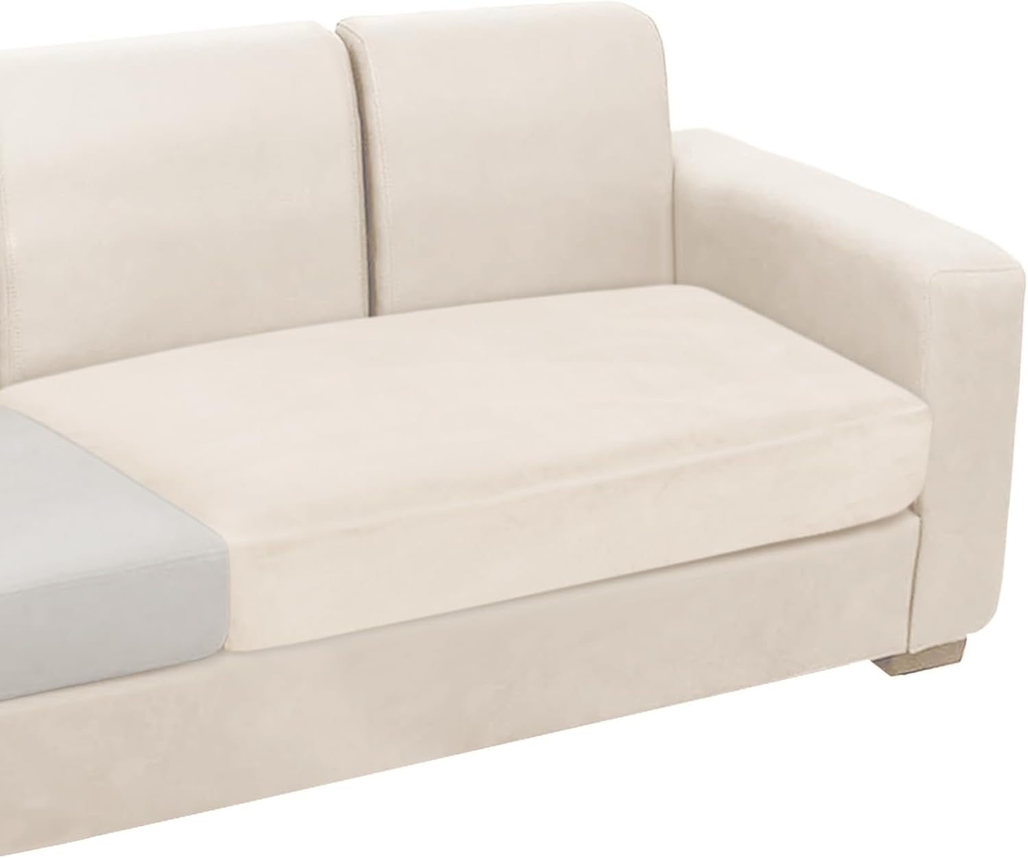 NAISI Sectional Couch Cover 4 Pieces Velvet Separate Couch Cushion Covers L Shape Soft Stretch Sofa Slipcovers with 2pcs Pillowcases for Left/Right Chaise Sectional Couch(3 Seater+1 Chaise,Dark Grey)