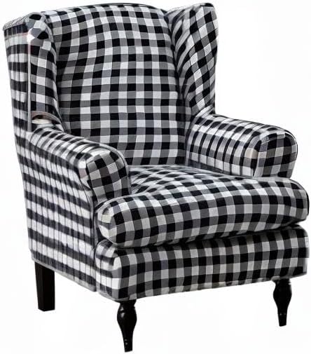 Wing Chair Slipcovers 2 Pieces Stretch Spandex Wingback Chair Covers Sofa Slipcover Printing Wingback Armchair Slipcovers Furniture Protector Couch Soft with Elastic Bottom for Wingback Chairs,12