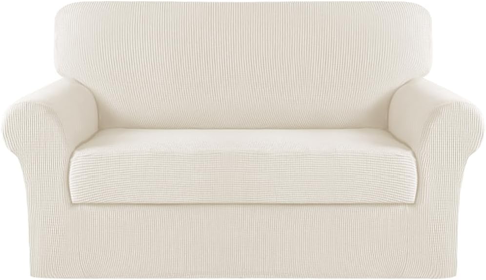 Turquoize 2 Piece Chair Covers for Living Room Armchair Cover Armchair Slipcovers with Arms Feature Thick Jacquard Fabric (Chair,Biscotti Beige)