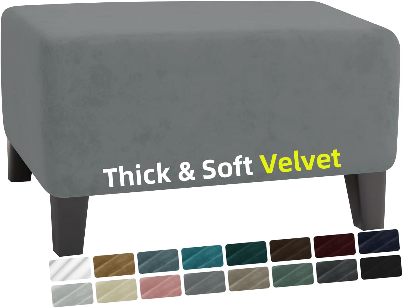 Velvet Ottoman Cover Rectangular