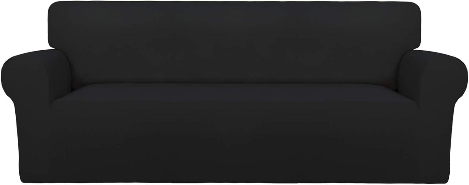 PureFit Super Stretch Chair Sofa Slipcover – Spandex Non Slip Soft Couch Sofa Cover, Washable Furniture Protector with Non Skid Foam and Elastic Bottom for Kids, Pets （Chair, Dark Gray）
