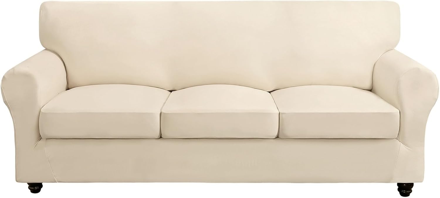 SearchI Stretch Sofa Cover Printed Couch Covers, Floral Pattern 2 Piece Armchair Slipcover with Separate Chair Cushion Cover, Washable Furniture Protector for Living Room(Armchair, Ball Flower)