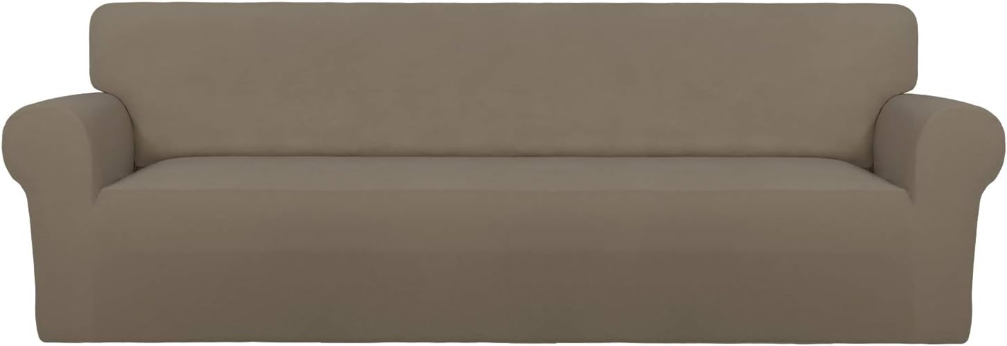 PureFit Super Stretch Chair Sofa Slipcover – Spandex Non Slip Soft Couch Sofa Cover, Washable Furniture Protector with Non Skid Foam and Elastic Bottom for Kids, Pets （Chair, Dark Gray）