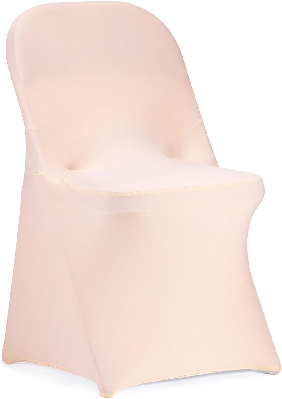 Peomeise Stretch Spandex Folding Chair Cover for Wedding Party Dining Banquet Event (White,12pcs)