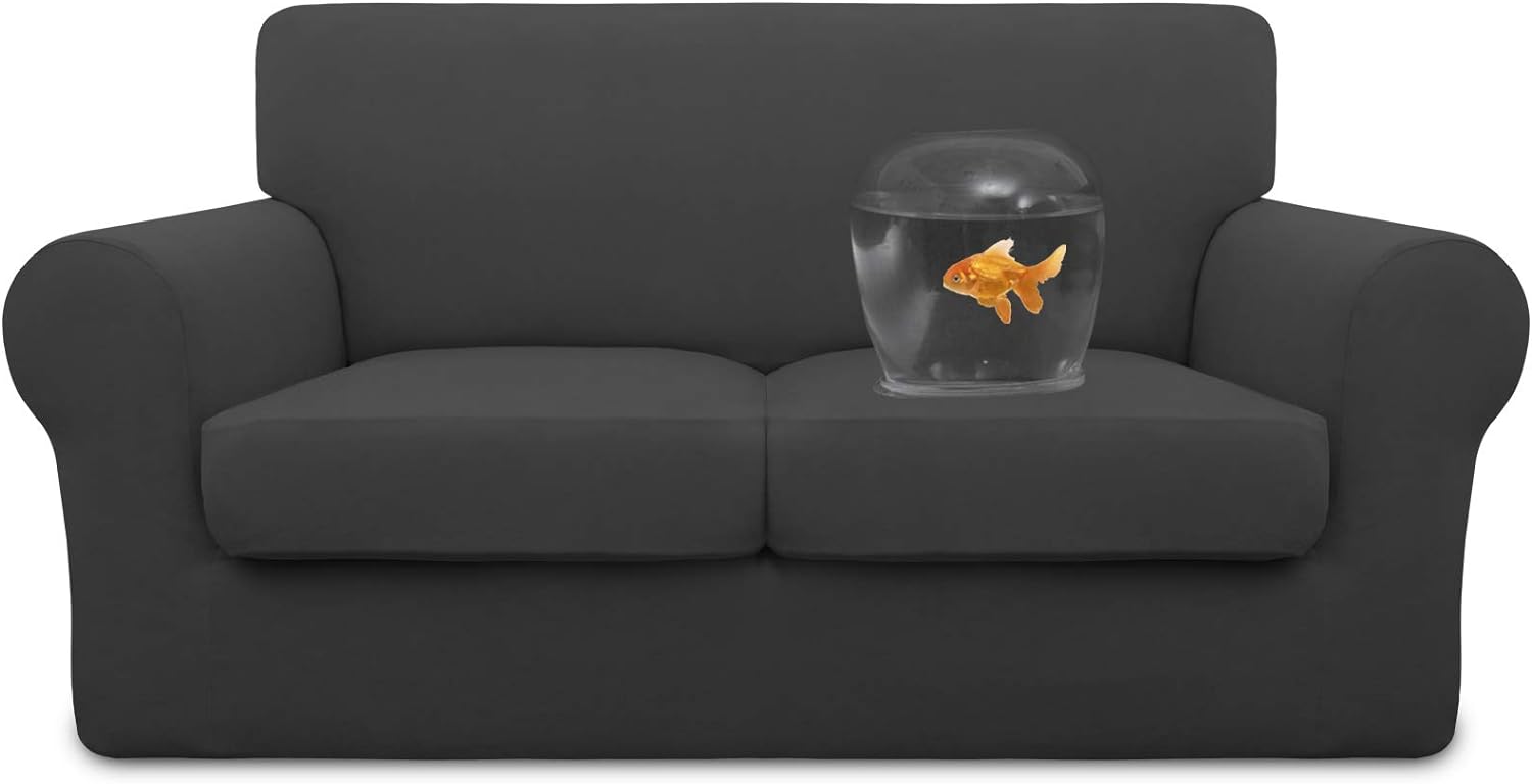 Easy-Going 100% Dual Waterproof 2 Pieces Chair Cover Stretch Soft Couch Cover for Dogs, Sofa Slipcover for 1 Separate Cushion Couch Leakproof Furniture Protector for Kids, Pets Grayish Green