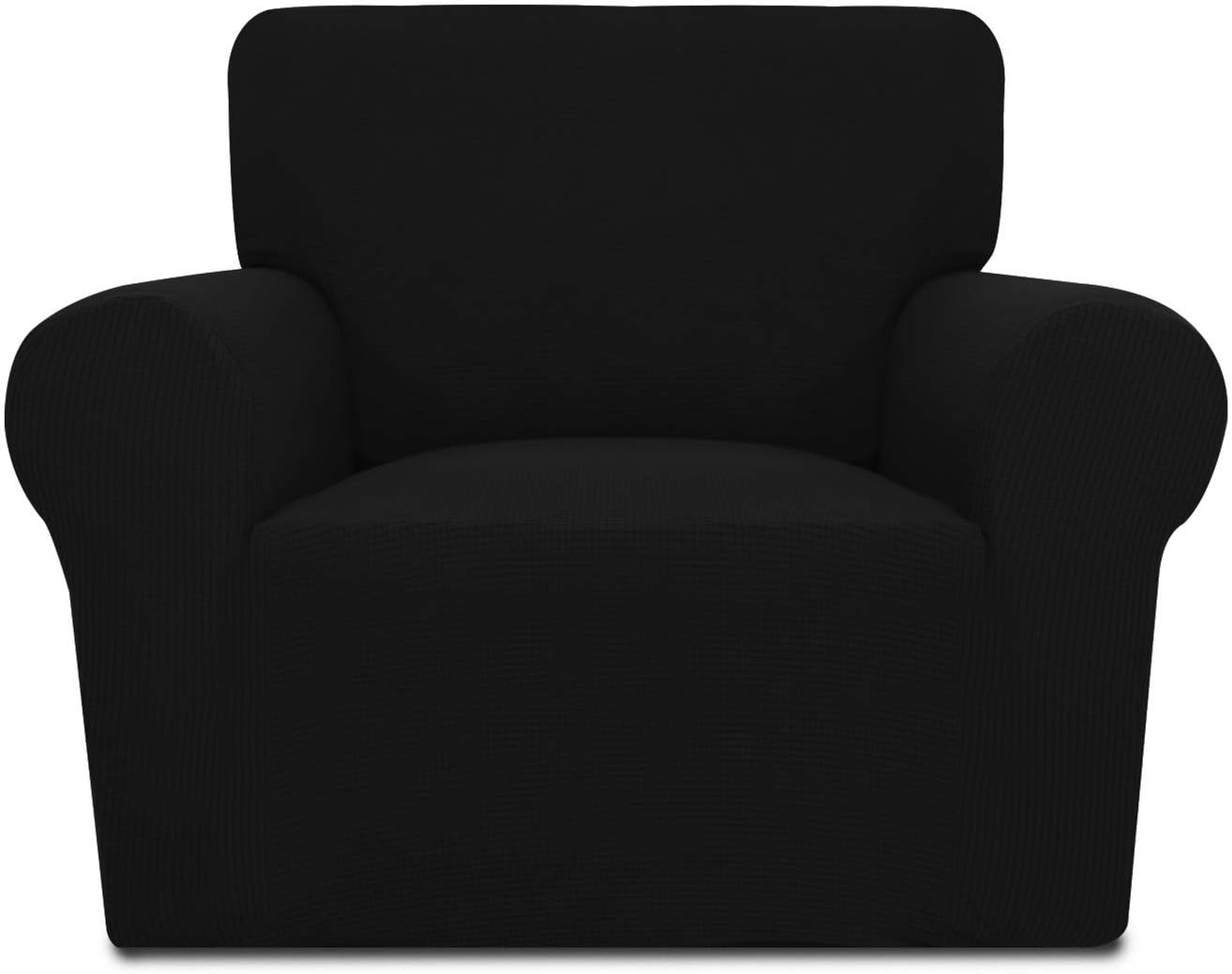 PureFit Stretch Chair Sofa Slipcover – Spandex Jacquard Non Slip Soft Couch Sofa Cover, Washable Furniture Protector with Non Skid Foam and Elastic Bottom for Kids (Chair, Dark Gray)