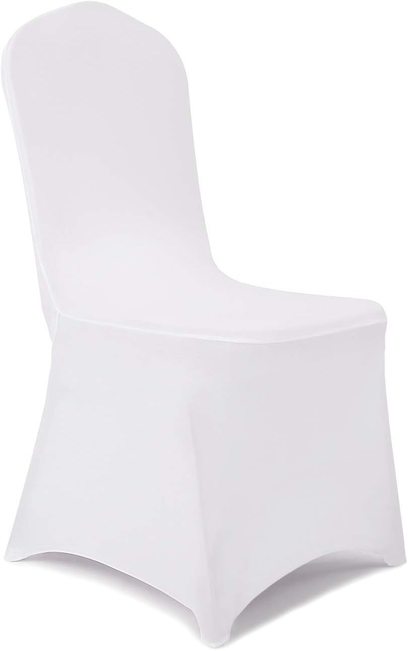 Peomeise Stretch Spandex Folding Chair Cover for Wedding Party Dining Banquet Event (White,12pcs)