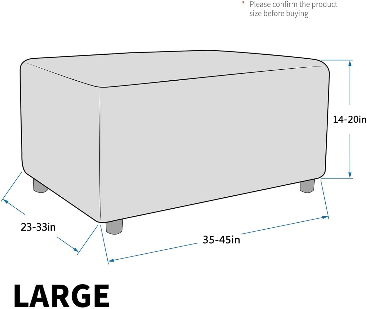 Velvet Ottoman Cover Rectangular