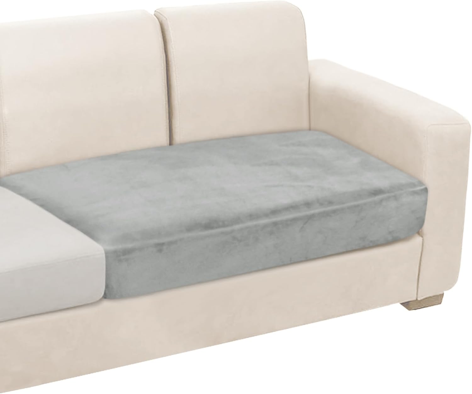 NAISI Sectional Couch Cover 4 Pieces Velvet Separate Couch Cushion Covers L Shape Soft Stretch Sofa Slipcovers with 2pcs Pillowcases for Left/Right Chaise Sectional Couch(3 Seater+1 Chaise,Dark Grey)