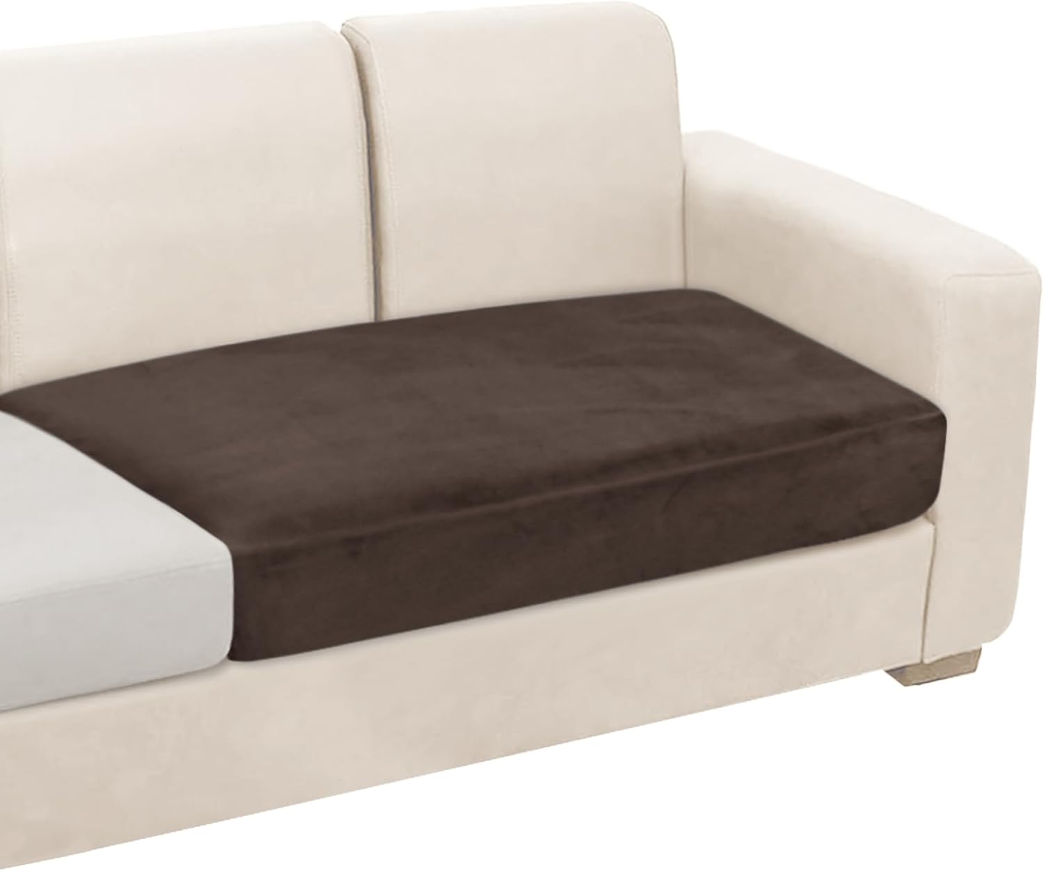 NAISI Sectional Couch Cover 4 Pieces Velvet Separate Couch Cushion Covers L Shape Soft Stretch Sofa Slipcovers with 2pcs Pillowcases for Left/Right Chaise Sectional Couch(3 Seater+1 Chaise,Dark Grey)