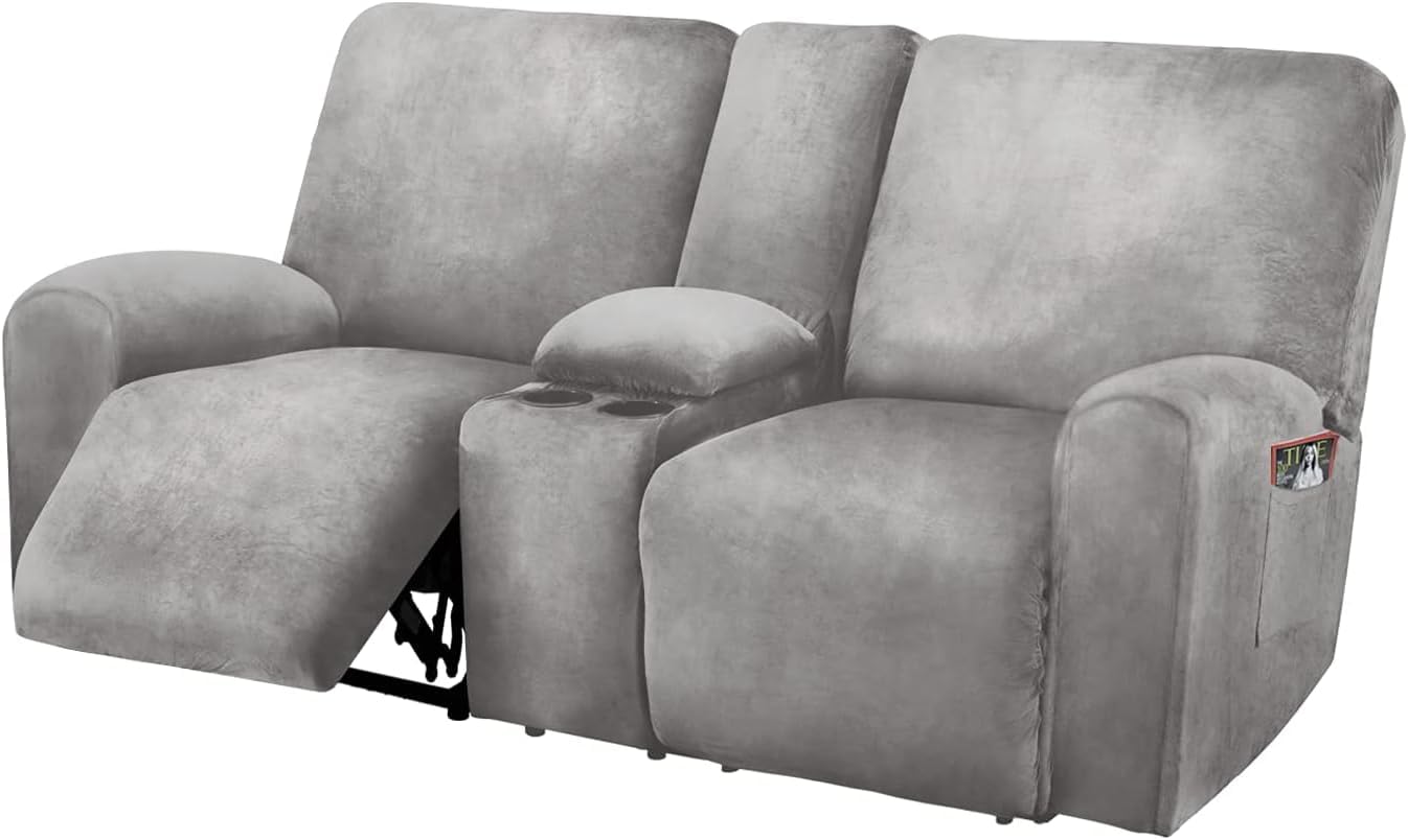 Reclining Love Seat with Middle Console Slipcover
