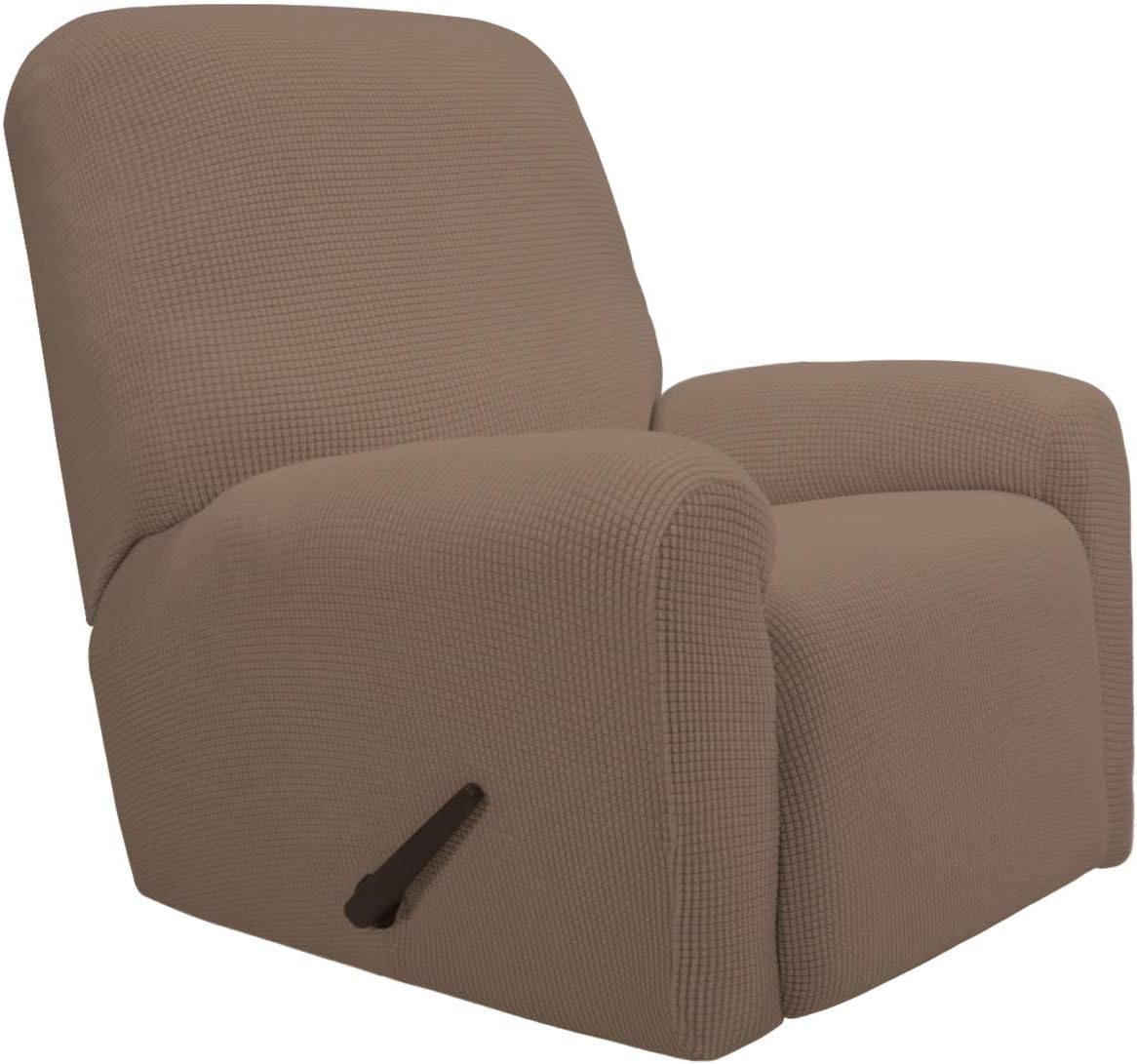 PureFit Stretch Chair Sofa Slipcover – Spandex Jacquard Non Slip Soft Couch Sofa Cover, Washable Furniture Protector with Non Skid Foam and Elastic Bottom for Kids (Chair, Dark Gray)