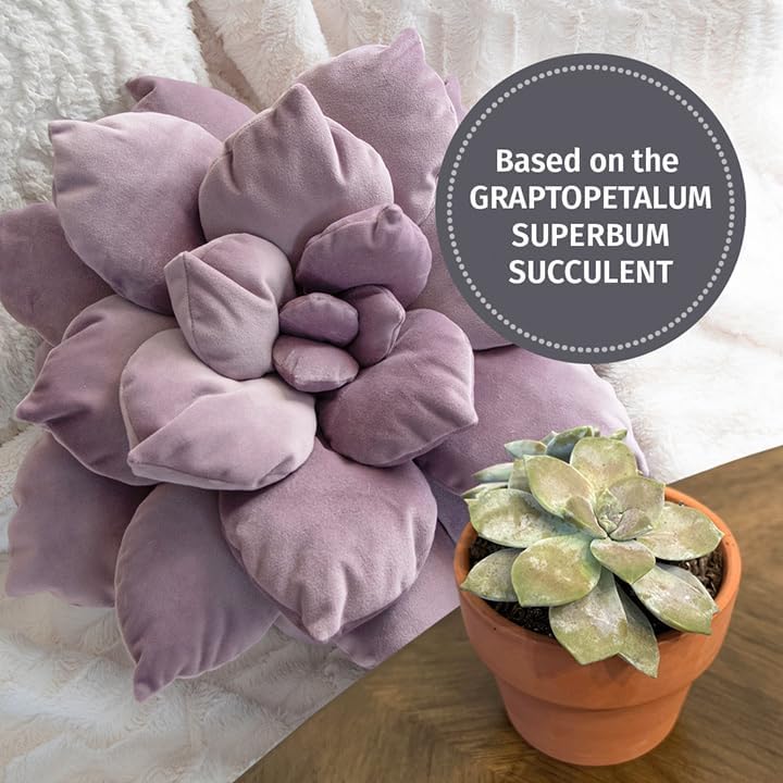 3D 17" Purple Succulent Pillow