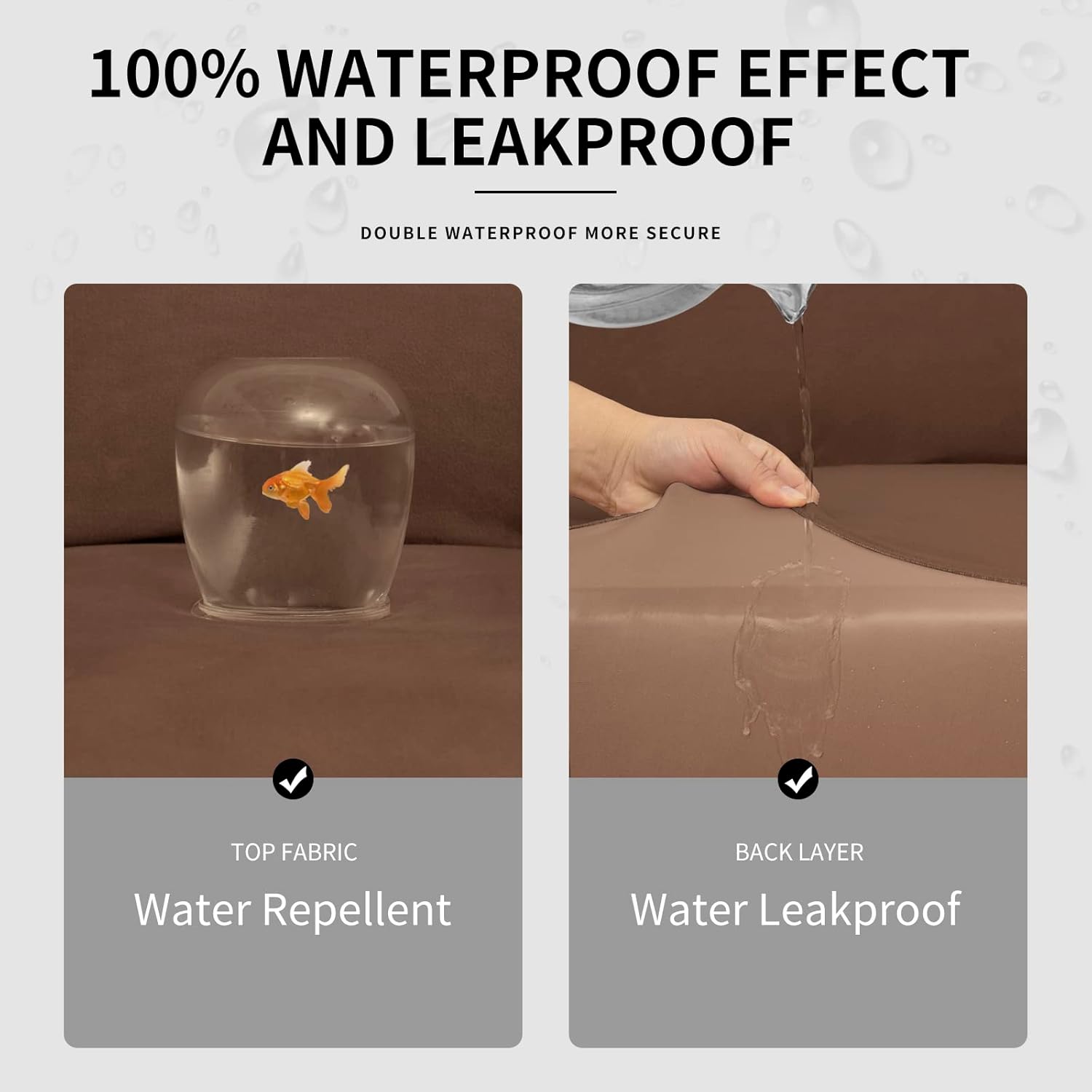 Easy-Going 100% Dual Waterproof 2 Pieces Chair Cover Stretch Soft Couch Cover for Dogs, Sofa Slipcover for 1 Separate Cushion Couch Leakproof Furniture Protector for Kids, Pets Grayish Green