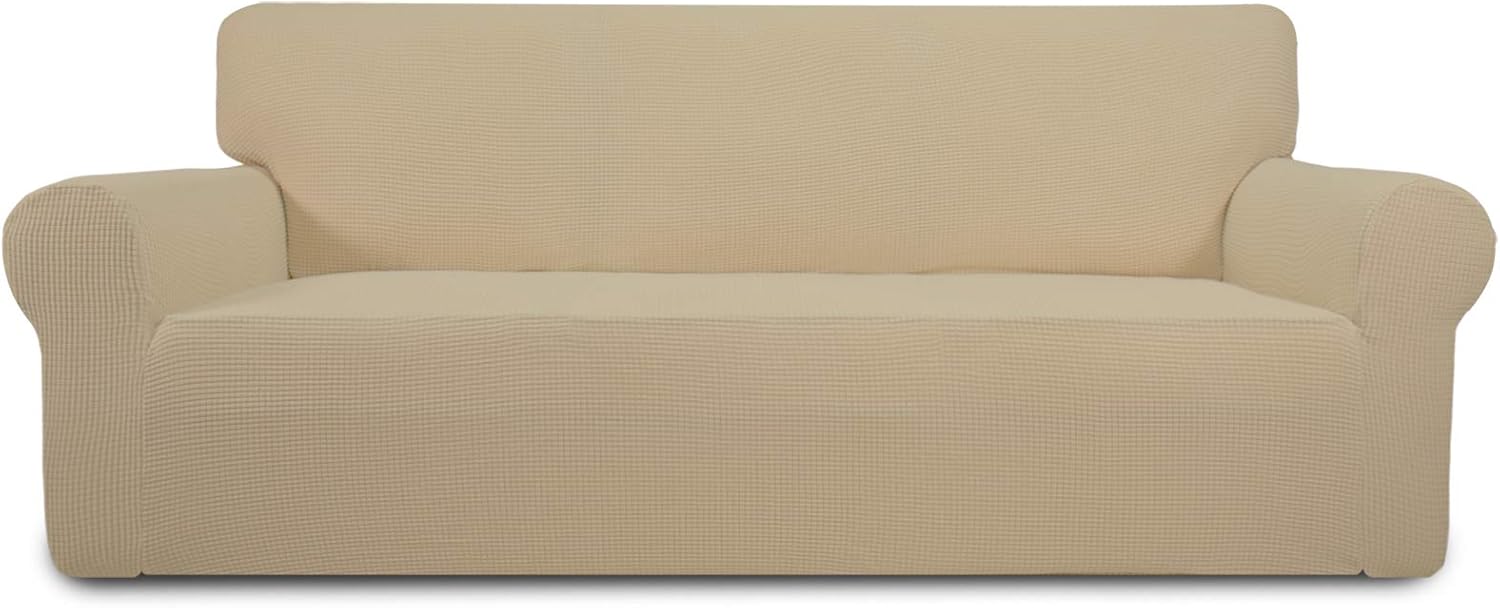 PureFit Stretch Chair Sofa Slipcover – Spandex Jacquard Non Slip Soft Couch Sofa Cover, Washable Furniture Protector with Non Skid Foam and Elastic Bottom for Kids (Chair, Dark Gray)