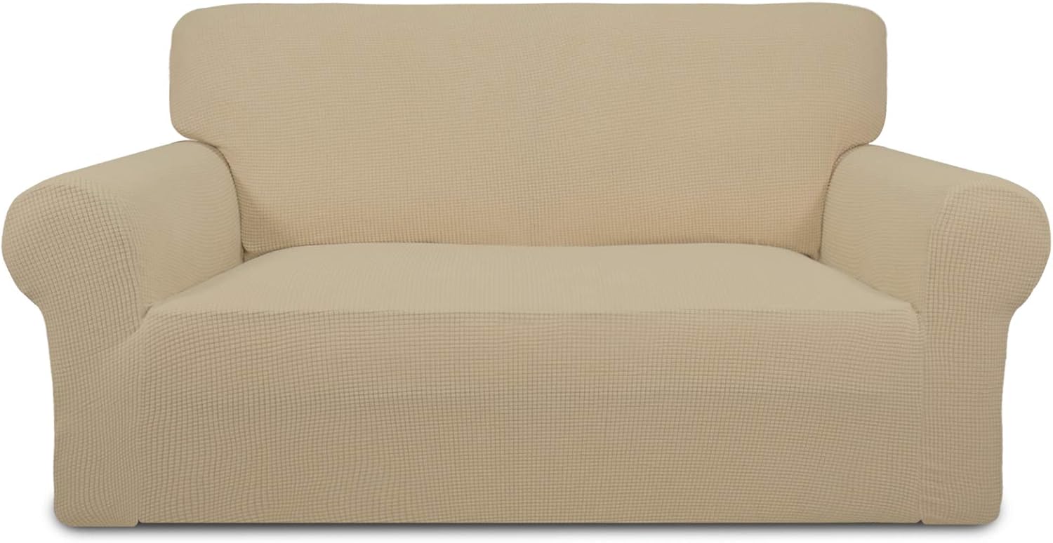 PureFit Stretch Chair Sofa Slipcover – Spandex Jacquard Non Slip Soft Couch Sofa Cover, Washable Furniture Protector with Non Skid Foam and Elastic Bottom for Kids (Chair, Dark Gray)