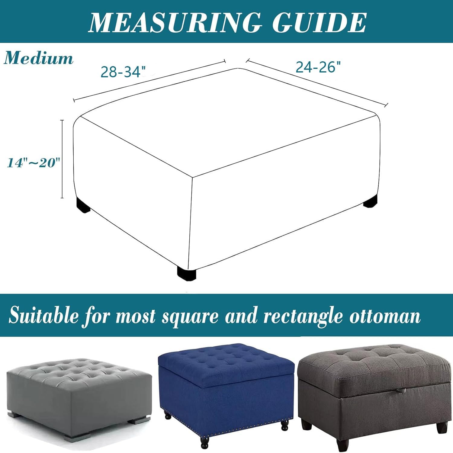 Stretch Knitted Jacquard Ottoman Cover