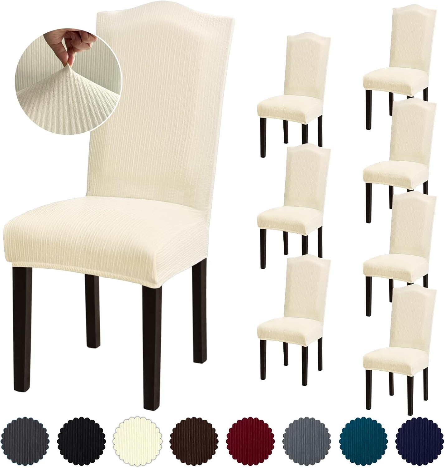 Stretch Dining Room Chair Covers Set of 6, Removable Washable Chair Covers for Dining Chairs,Dining Room, Hotel, Ceremony