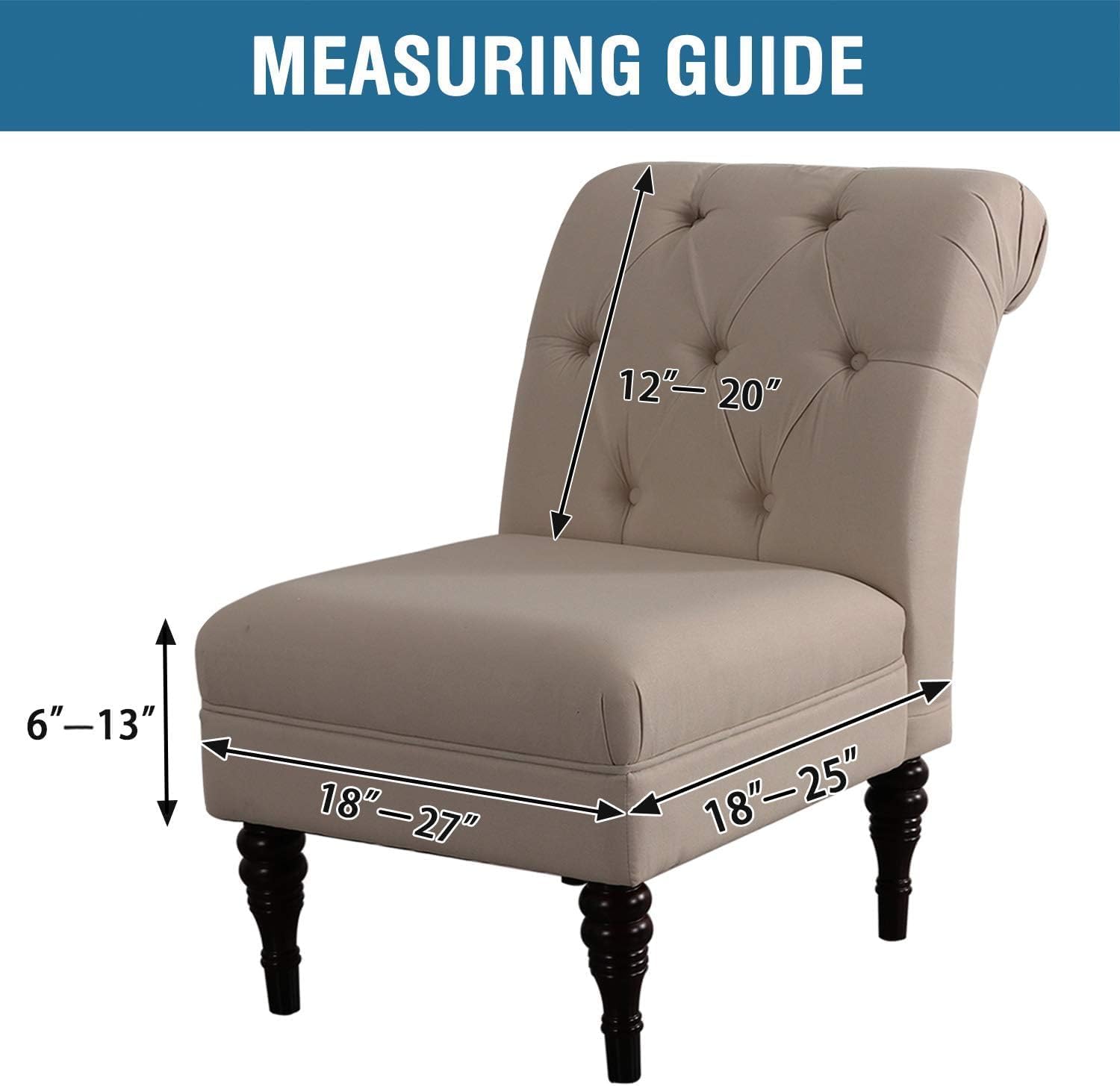 H.VERSAILTEX Armless Accent Chair Covers Thick Velvet Armless Chair Slipcovers High Stretch Chair Covers for Living Room Hotel Machine Washable Furniture Protector with Elastic Bottom, Ivory