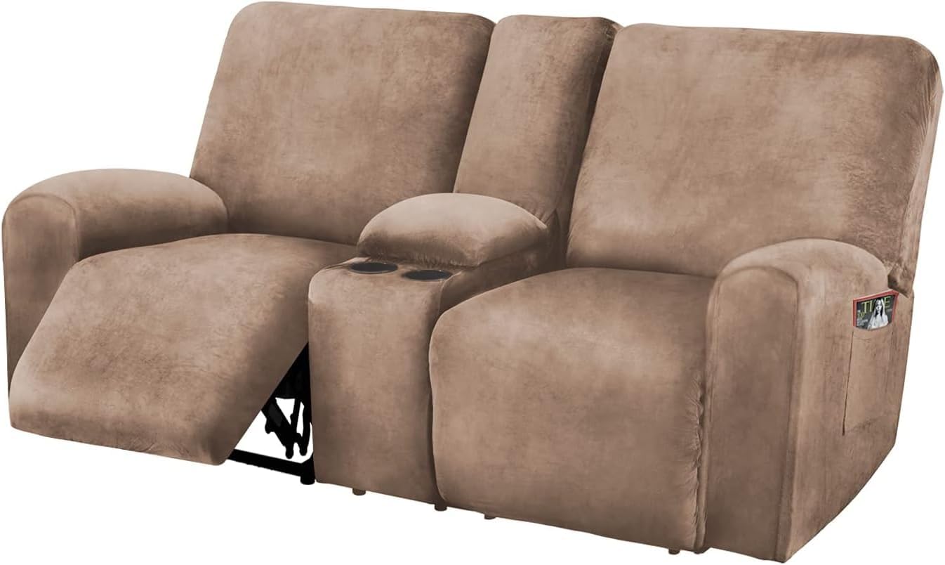 Reclining Love Seat with Middle Console Slipcover