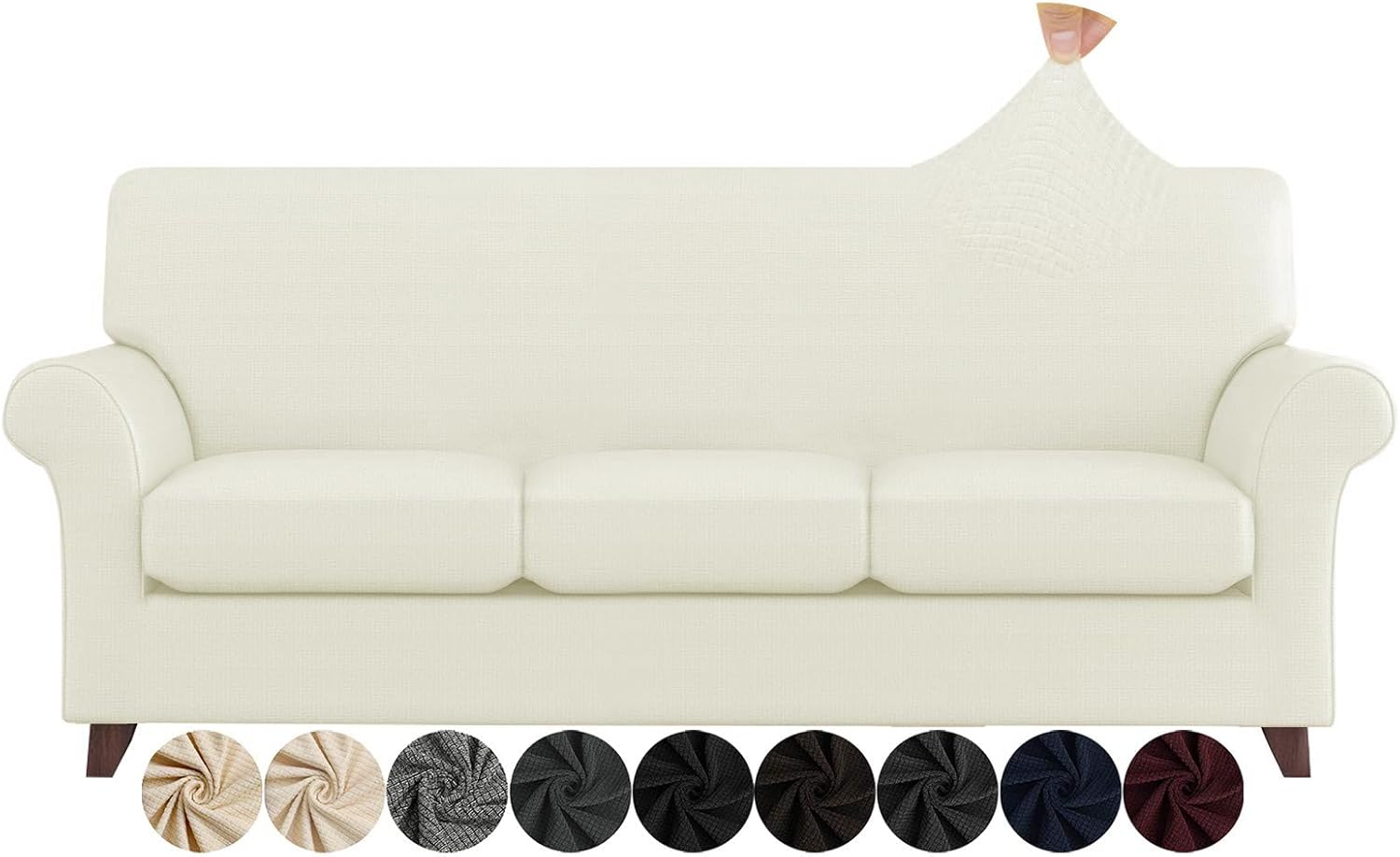 ZNSAYOTX 2 Piece Chair Covers for Living Room with Arms Anti Slip Stretch Arm Chair Slipcovers Sofa Armchair Slipcover Machine Washable Furniture Protector (Black and White, Chair)