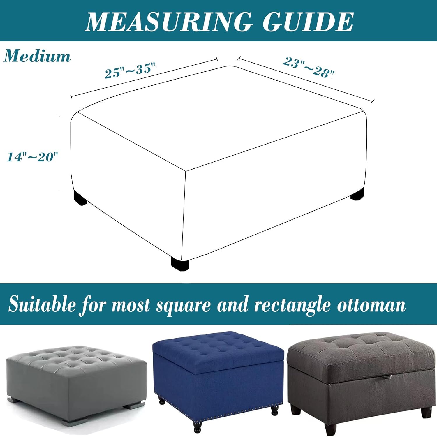 Ottoman Cover Square-Stretch Water Repellent