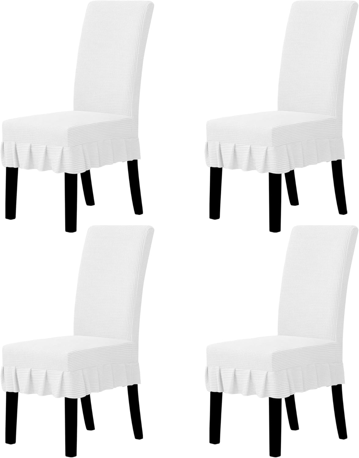 Easy-Going Dining Chair Covers Stretch Parsons Chair Slipcover with Skirt Chair Covers for Dining Room Restaurant Banquet (2 PCS, Light Gray)