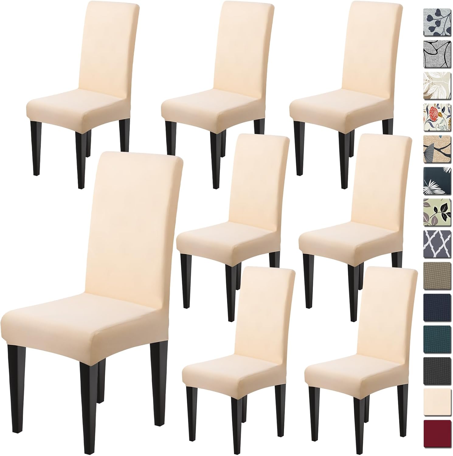 Dioxide High Stretch Chair Covers for Dining Chairs, Washable Dining Chair Covers Set of 6, Soft Kitchen Chairs Seat Covers, Parsons Chair Slipcovers Protectors for Home Hotel Restaurant Banquet