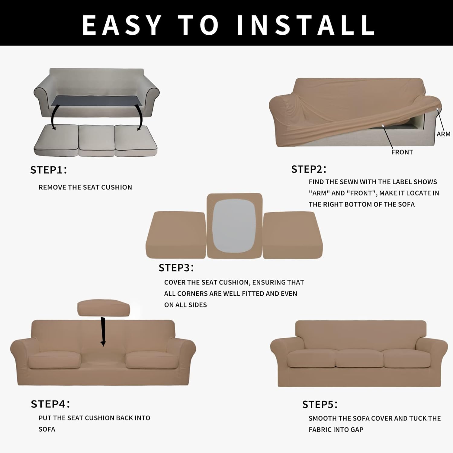 Easy-Going 100% Dual Waterproof 2 Pieces Chair Cover Stretch Soft Couch Cover for Dogs, Sofa Slipcover for 1 Separate Cushion Couch Leakproof Furniture Protector for Kids, Pets Grayish Green