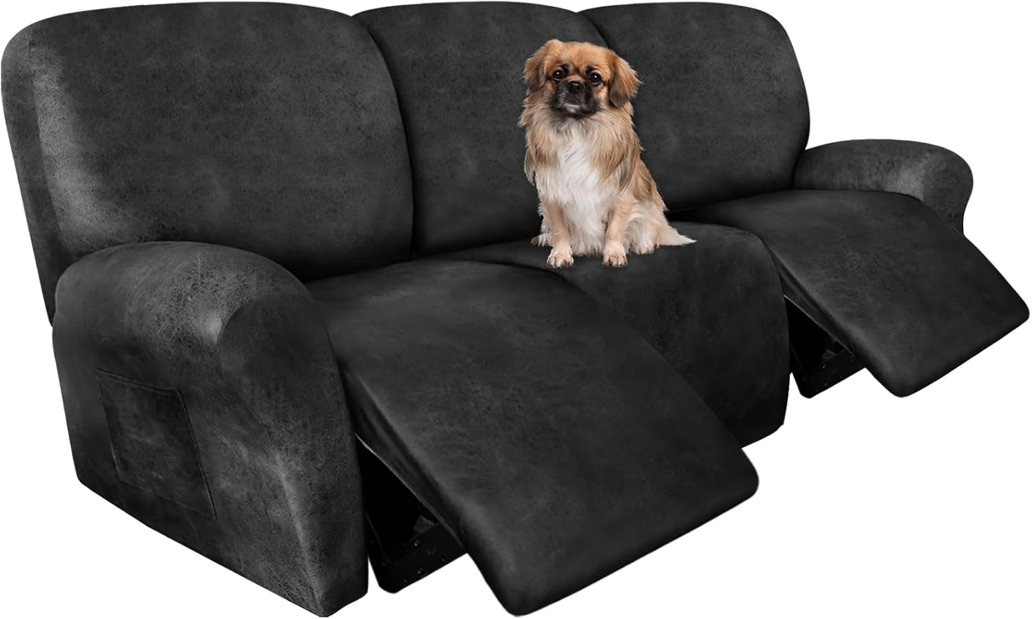 Leather Like Recliner Chair Covers Heavy Duty, 4 Pieces Lazy Boy Recliner Cover for Recliner Chair, Leather Cover for Recliner slipcovers Washable for Pets (Dark Brown)