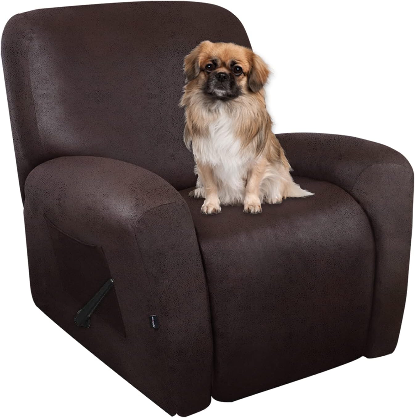 Leather Like Recliner Chair Covers Heavy Duty, 4 Pieces Lazy Boy Recliner Cover for Recliner Chair, Leather Cover for Recliner slipcovers Washable for Pets (Dark Brown)