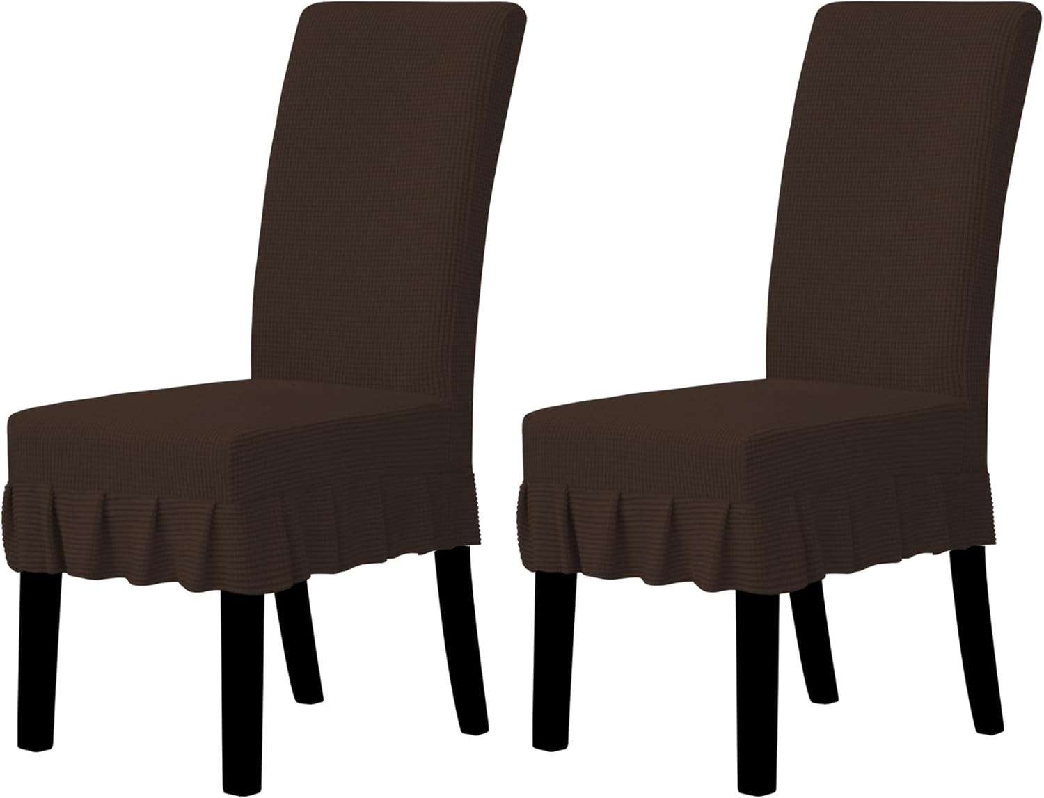 Easy-Going Dining Chair Covers Stretch Parsons Chair Slipcover with Skirt Chair Covers for Dining Room Restaurant Banquet (2 PCS, Light Gray)