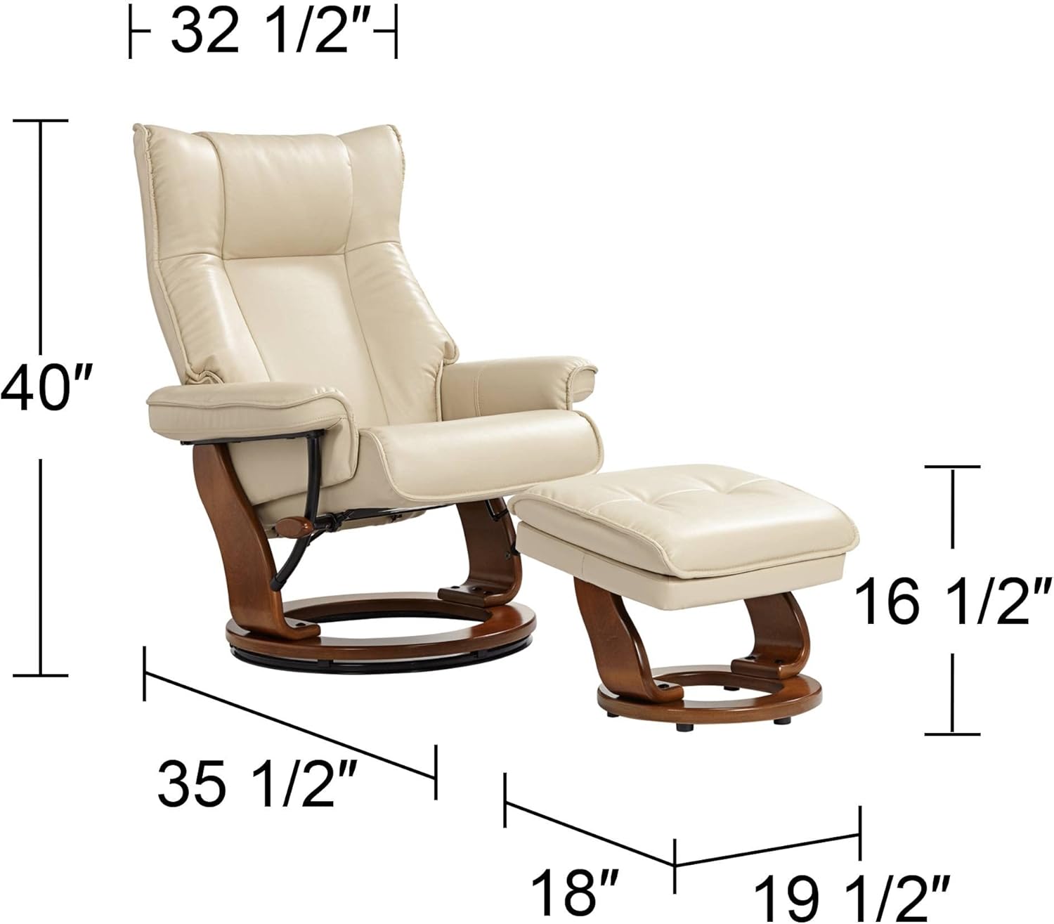 Leather Recliner with Ottoman Chair