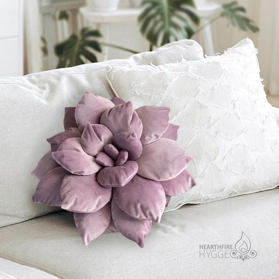 3D 17" Purple Succulent Pillow