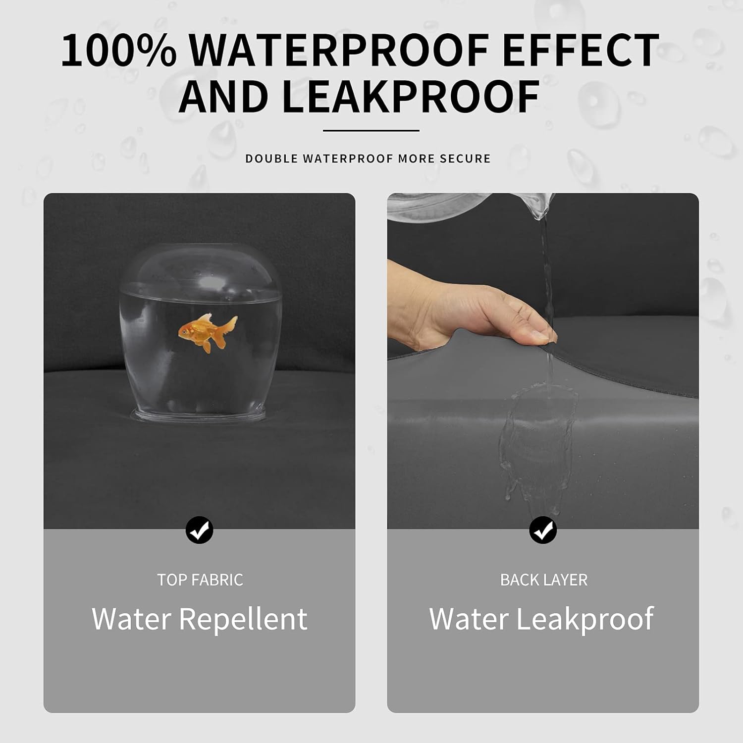 Easy-Going 100% Dual Waterproof 2 Pieces Chair Cover Stretch Soft Couch Cover for Dogs, Sofa Slipcover for 1 Separate Cushion Couch Leakproof Furniture Protector for Kids, Pets Grayish Green