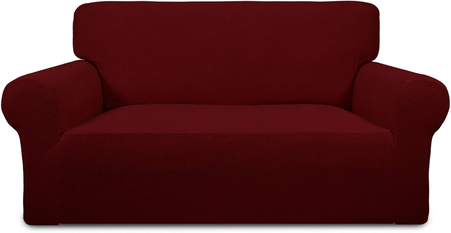 PureFit Stretch Chair Sofa Slipcover – Spandex Jacquard Non Slip Soft Couch Sofa Cover, Washable Furniture Protector with Non Skid Foam and Elastic Bottom for Kids (Chair, Dark Gray)