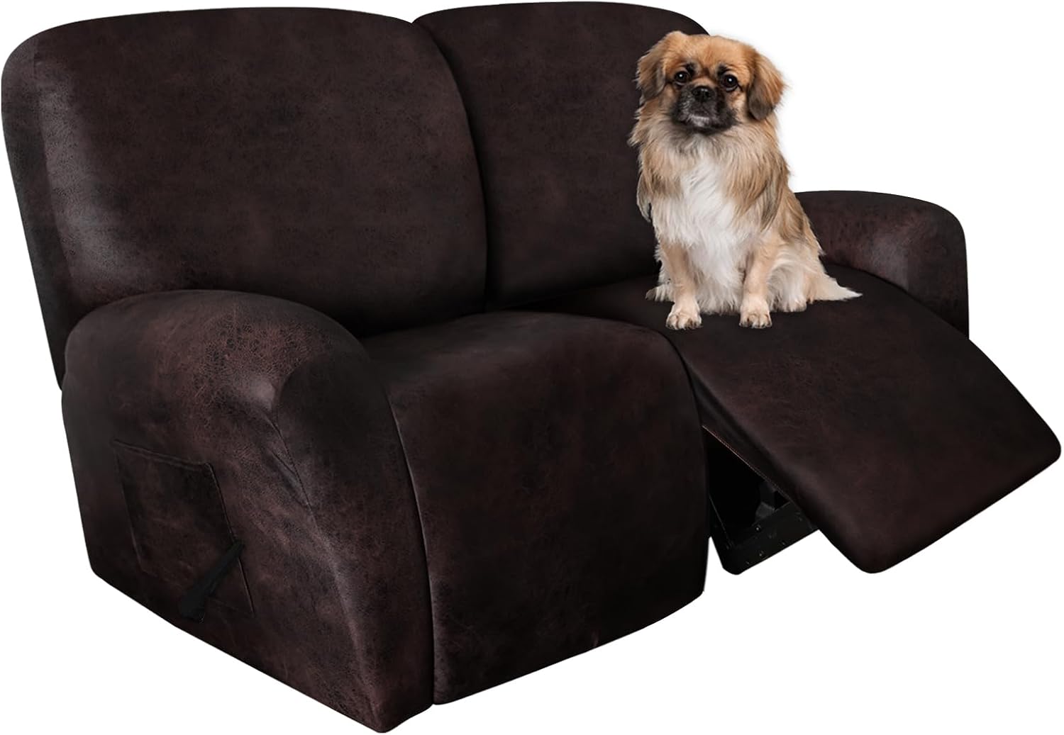 Leather Like Recliner Chair Covers Heavy Duty, 4 Pieces Lazy Boy Recliner Cover for Recliner Chair, Leather Cover for Recliner slipcovers Washable for Pets (Dark Brown)