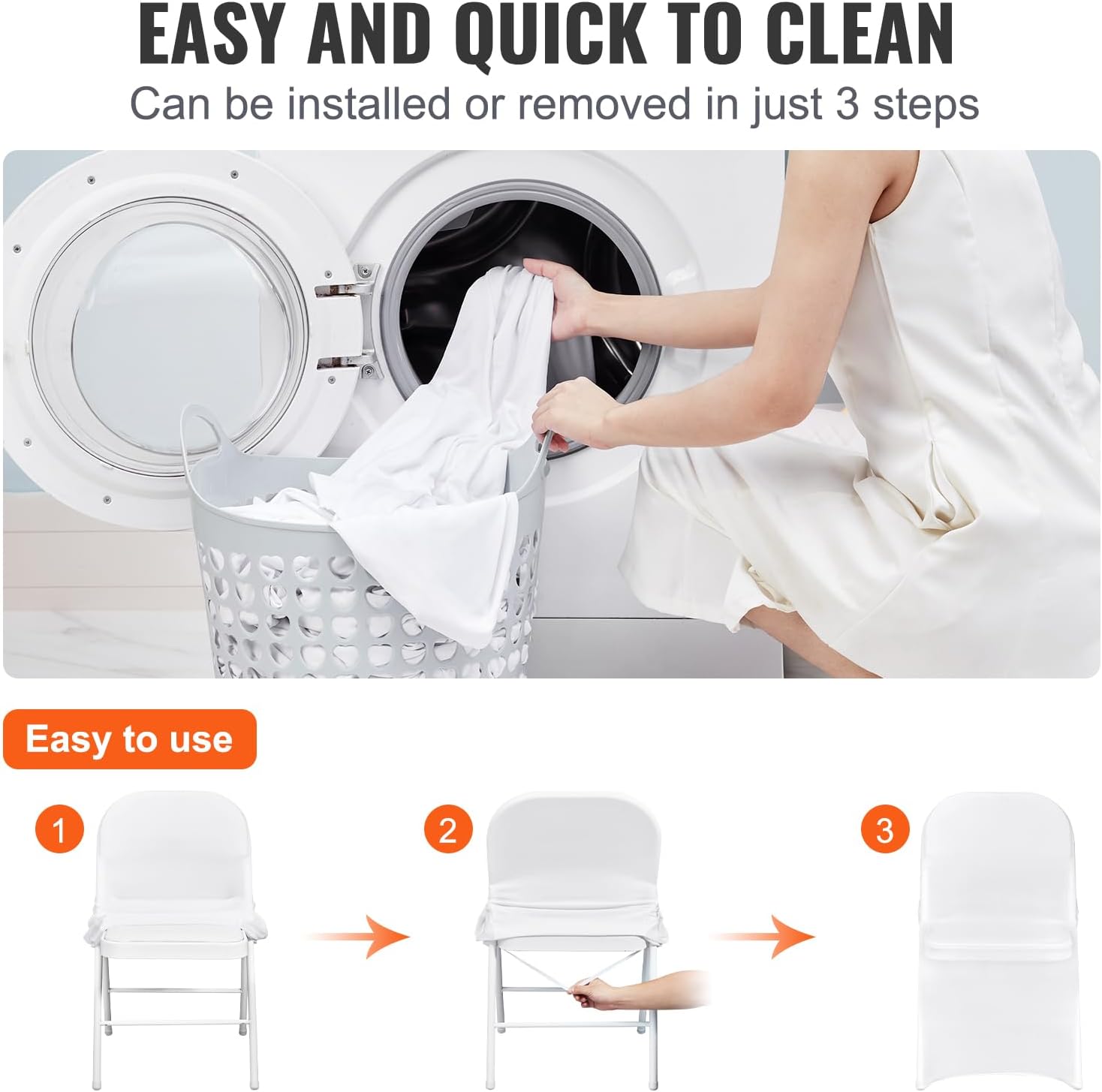 30 PCS White Folding Chair Covers