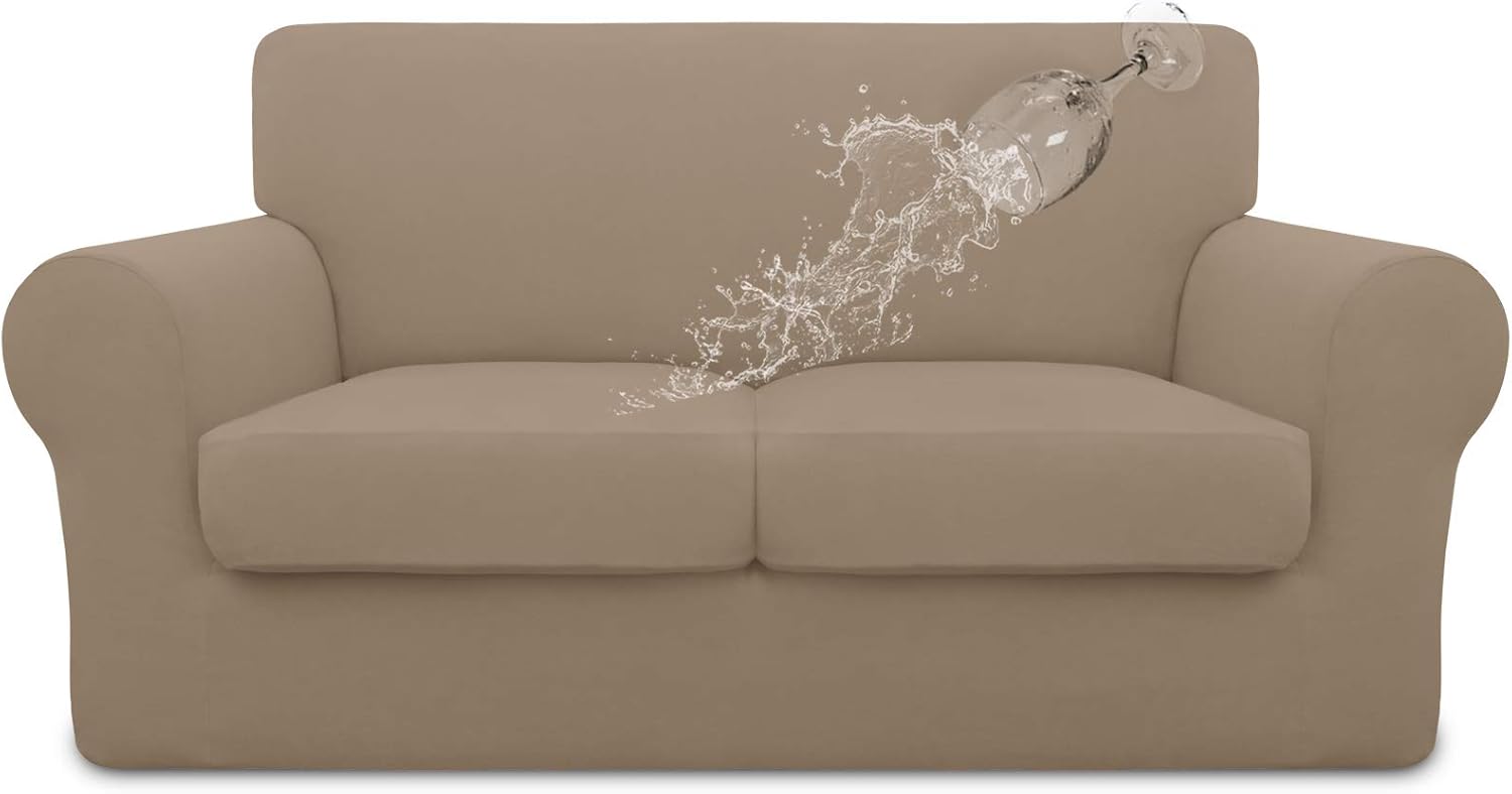 Easy-Going 100% Dual Waterproof 2 Pieces Chair Cover Stretch Soft Couch Cover for Dogs, Sofa Slipcover for 1 Separate Cushion Couch Leakproof Furniture Protector for Kids, Pets Grayish Green