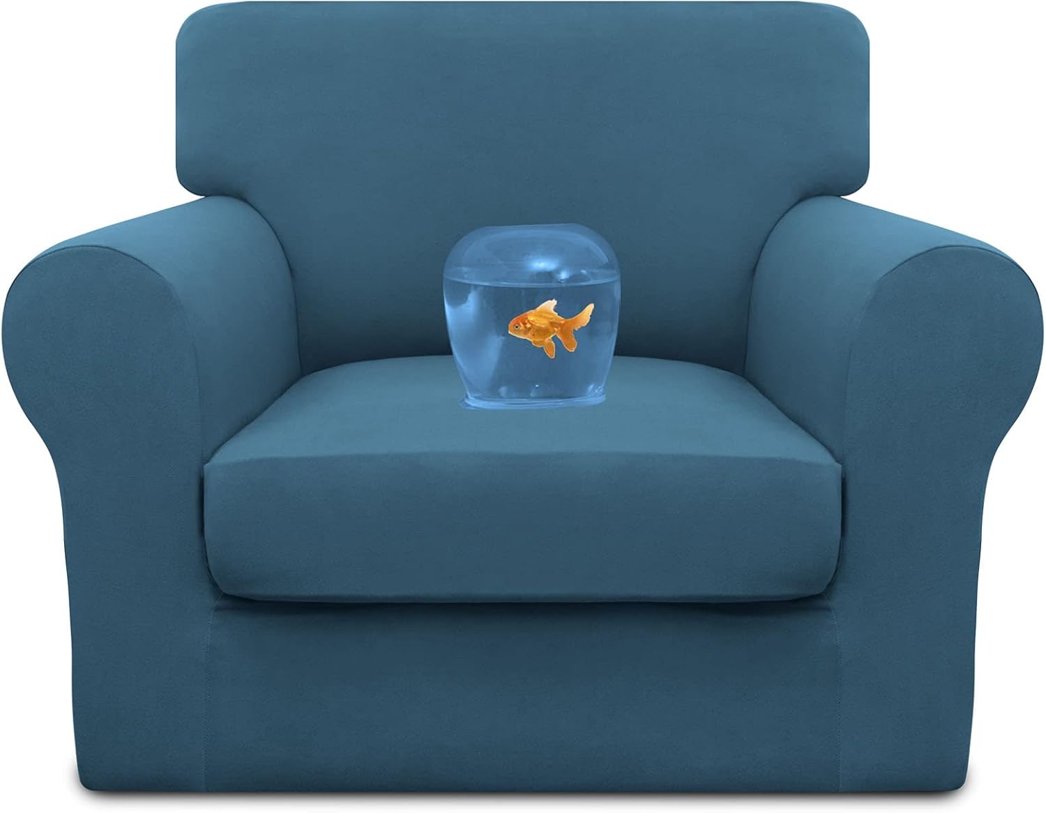 Easy-Going 100% Dual Waterproof 2 Pieces Chair Cover Stretch Soft Couch Cover for Dogs, Sofa Slipcover for 1 Separate Cushion Couch Leakproof Furniture Protector for Kids, Pets Grayish Green