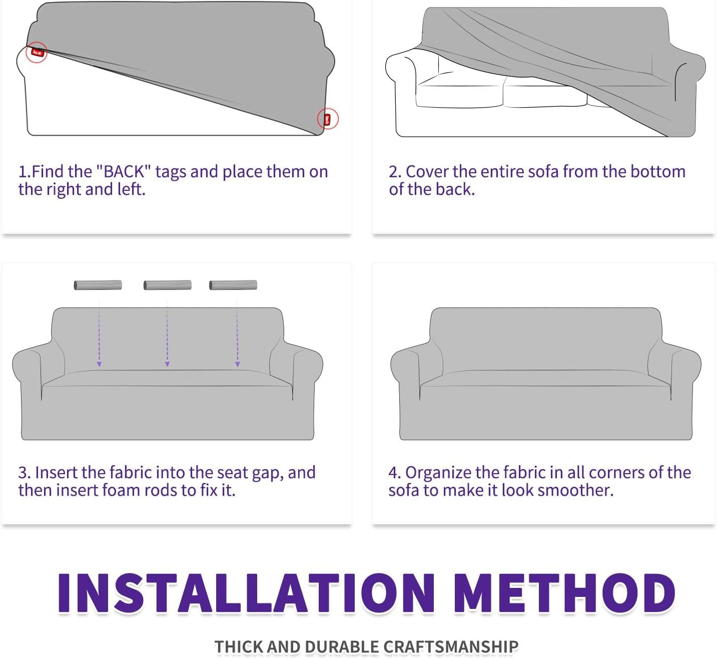 ZNSAYOTX Super Stretch Chair Slipcover Universal Sofa Chair Covers for Living Room Dogs Pet Furniture Protector Spandex Armchair Slipcovers with Anti Slip Foam Sticks (Dark Grey, Chair)