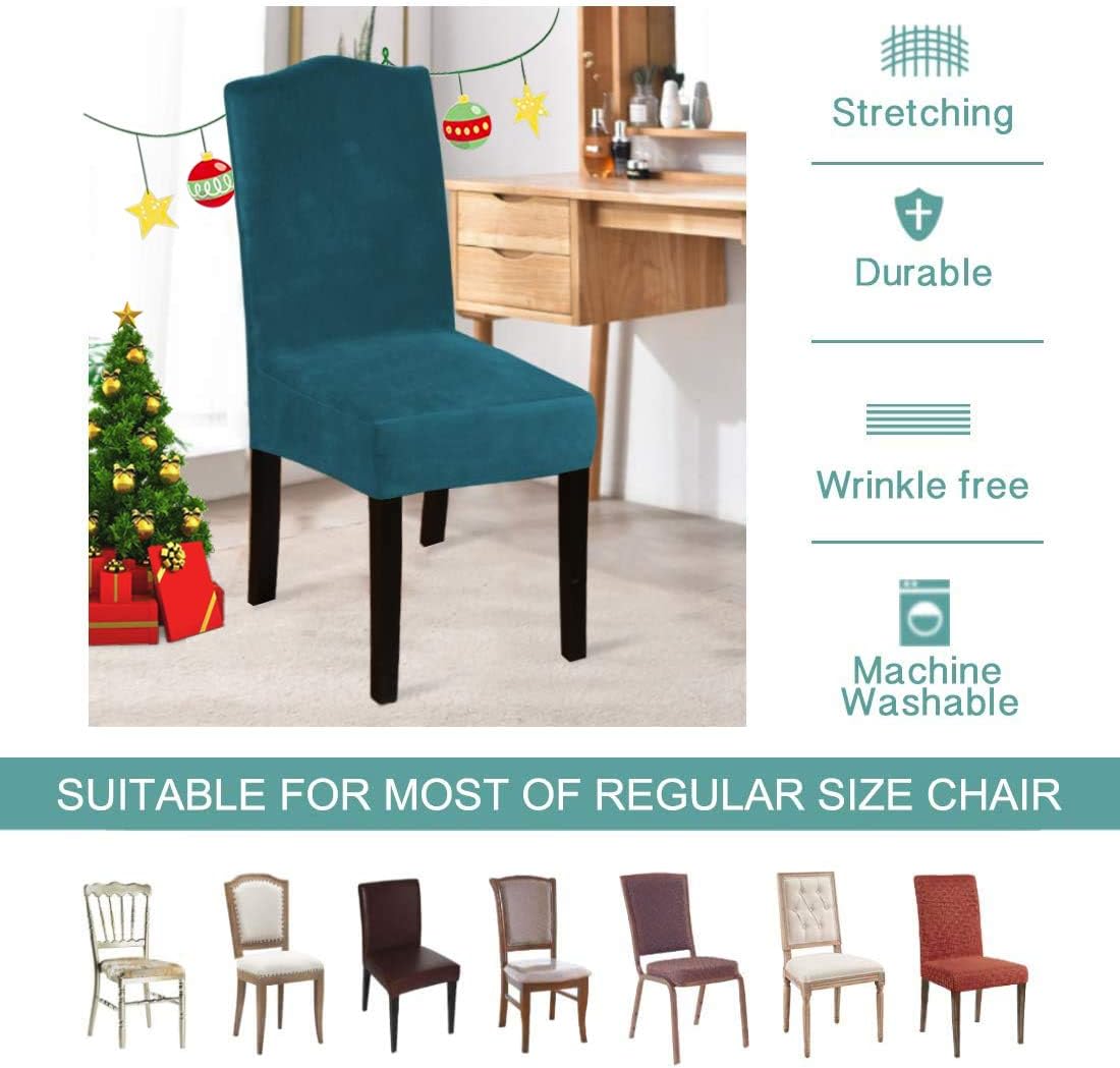 Turquoize Dining Chair Covers - Stretch, Removable, Set of 2 - Parson Dining Chair Protector Covers for Home, Hotel, Ceremony (2, Biscotti Beige)