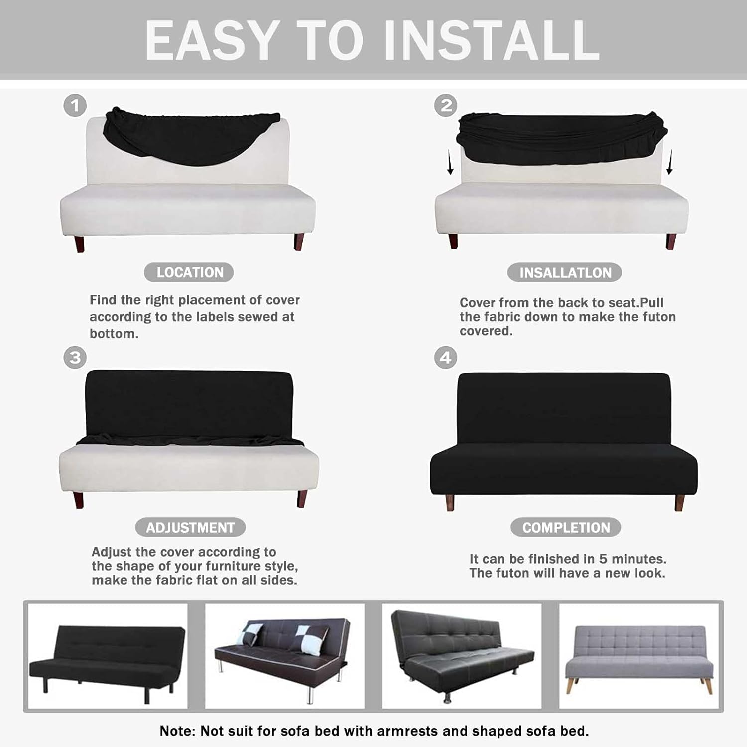 Stretch Armless Futon Cover