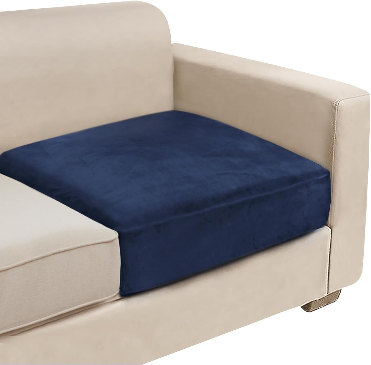 NAISI Sectional Couch Cover 4 Pieces Velvet Separate Couch Cushion Covers L Shape Soft Stretch Sofa Slipcovers with 2pcs Pillowcases for Left/Right Chaise Sectional Couch(3 Seater+1 Chaise,Dark Grey)