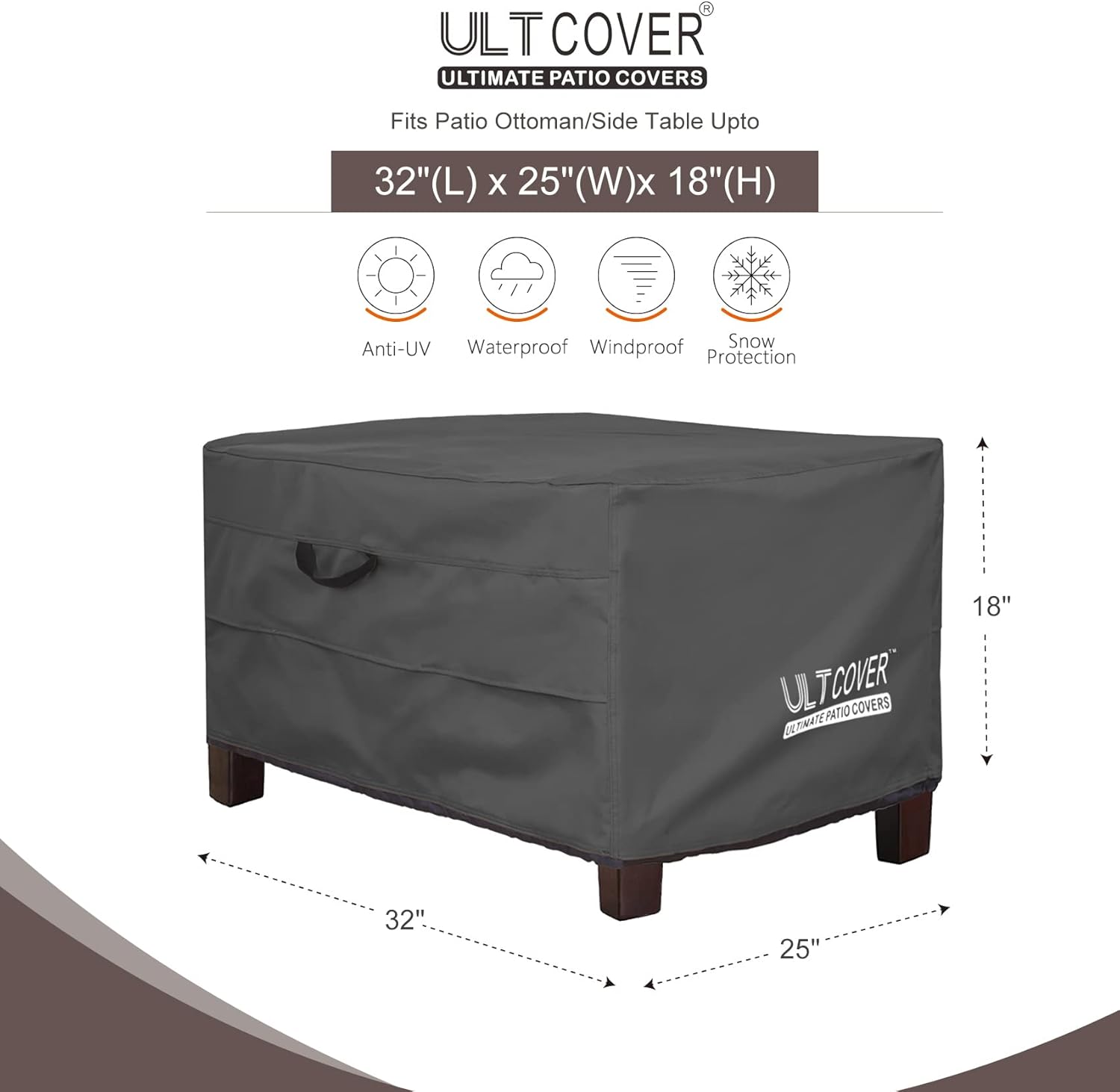 Waterproof Patio Ottoman Cover Rectangular