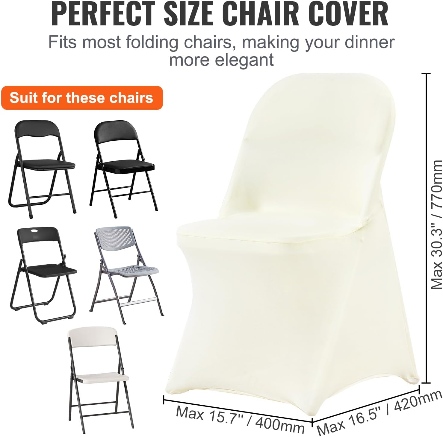 30 PCS White Folding Chair Covers