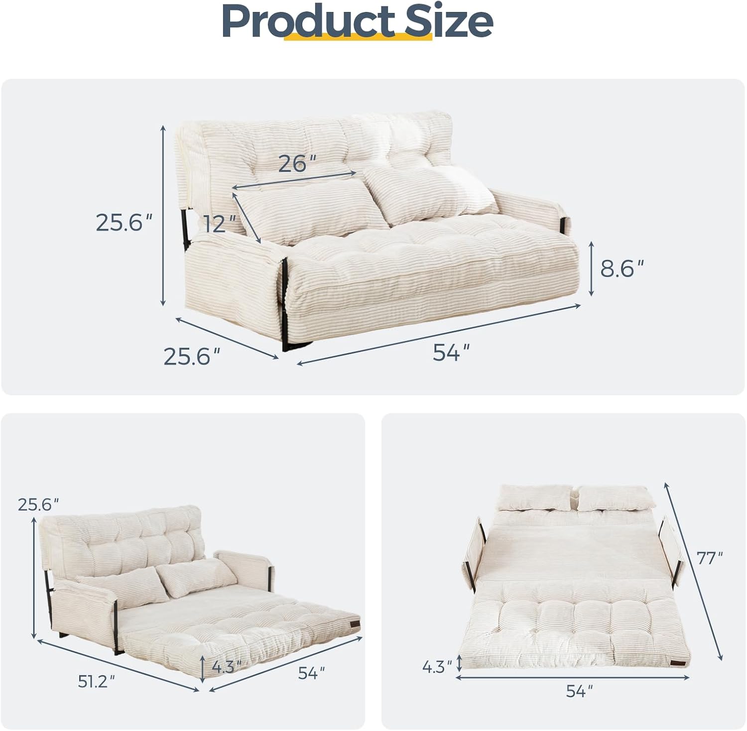 Adjustable Floor Sofa Couch with Pillow