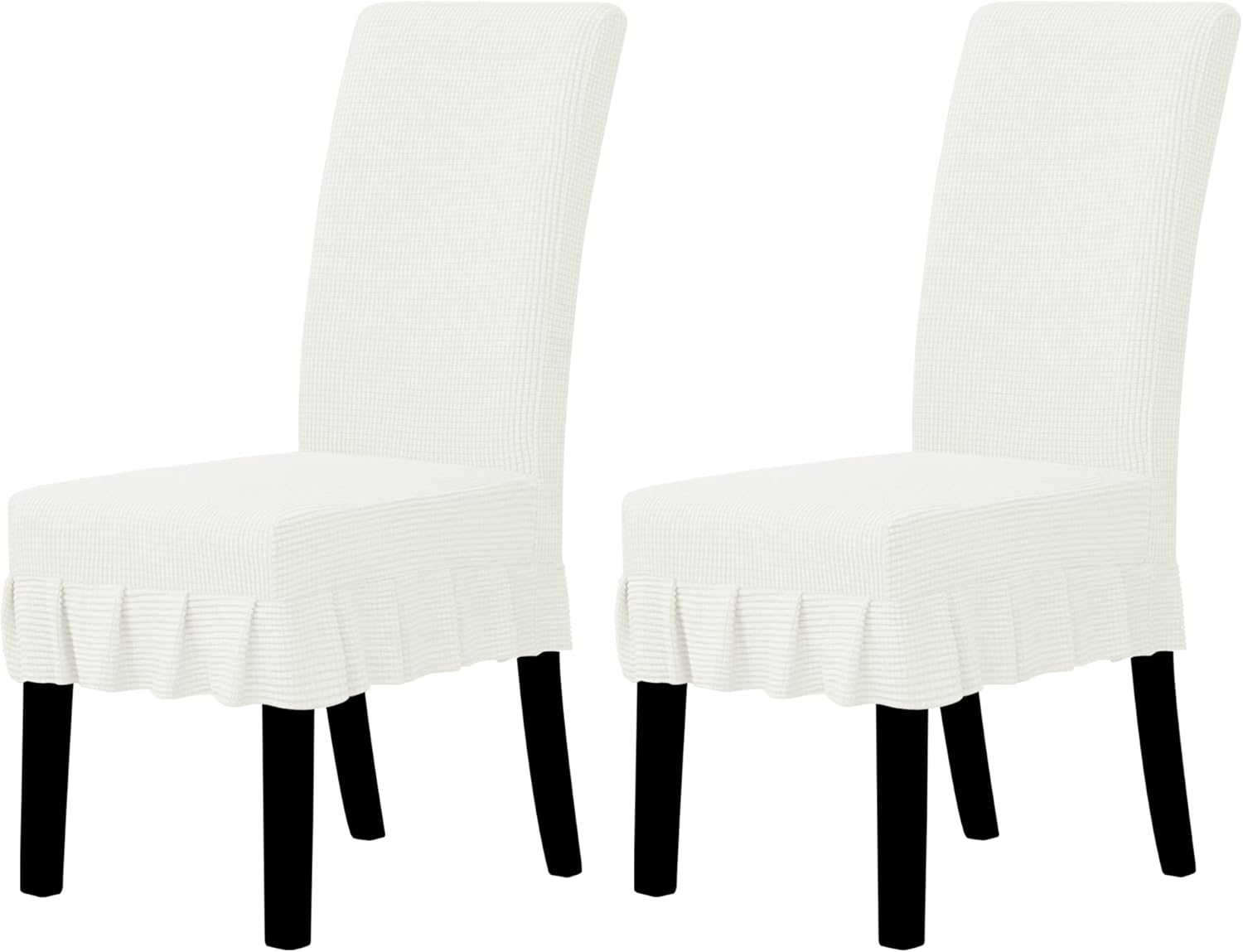 Easy-Going Dining Chair Covers Stretch Parsons Chair Slipcover with Skirt Chair Covers for Dining Room Restaurant Banquet (2 PCS, Light Gray)