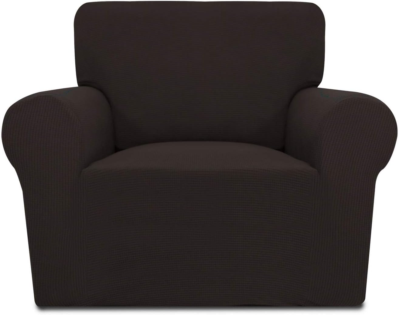 PureFit Stretch Chair Sofa Slipcover – Spandex Jacquard Non Slip Soft Couch Sofa Cover, Washable Furniture Protector with Non Skid Foam and Elastic Bottom for Kids (Chair, Dark Gray)